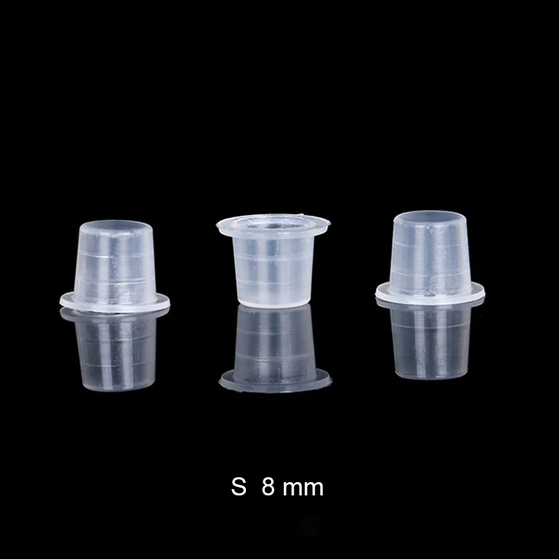 100pcs Sterilzed Plastic Microblading Tattoo Ink Cup Cap Pigment Clear Holder Container S/M/L Size Tattoo Accessories Supplies