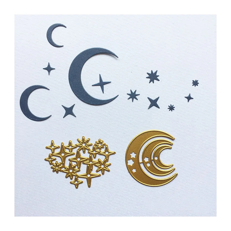 Moon Star Background Dies Scrapbooking Metal Cutting Dies Embossing Stencil Craft Die Cut Paper Decoration Card Making New 2024