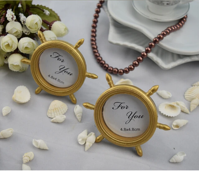 Wedding Decorations 15pcs Frame Wedding Gift Gold Ship Wheel Picture/Photo Frame Place Card Holder Favors