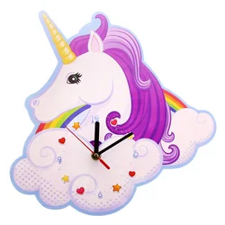 Unicorn Wall Clock Personalised Time Clock Gift For Girls Nursery Unicorn and Rainbow Kids Bedroom Decor Magic Clock