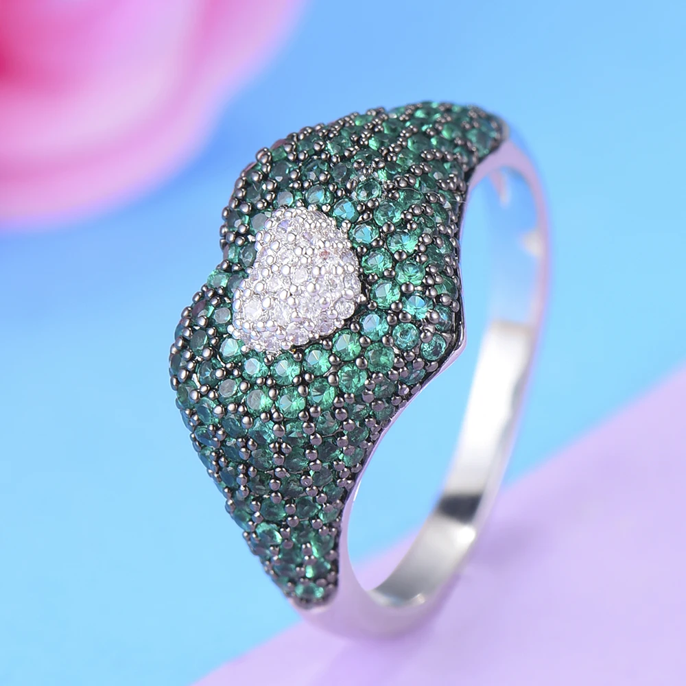 GODKI New Collection Trendy Heart AAA Cubic Zircon Stackable Chic Ring For Women Wedding DUBAI Bridal Statement Finger Ring 2019