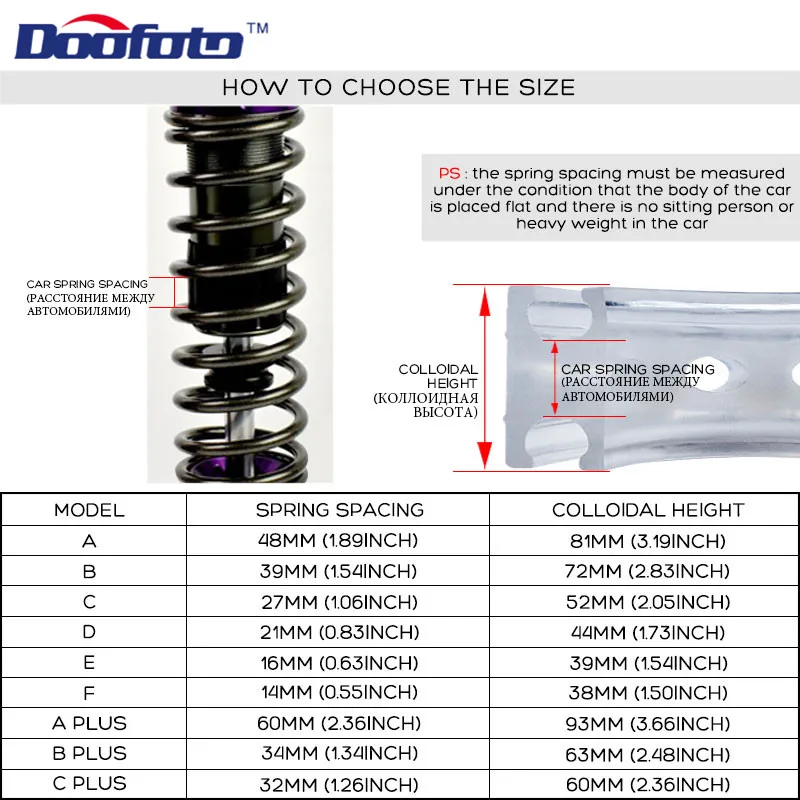 Doofoto 2本カーショックアブソーバースプリングバンパー電源自動バッファクッションavtobafery車アクセサリーユニバーサルa b c d e f a + b +