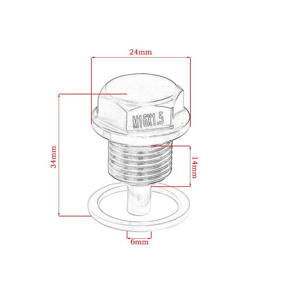 M16*P1.5MM Magnetic Oil Sump drain plug Oil Drain Plug For Most vehicles with 16x1.5 threaded