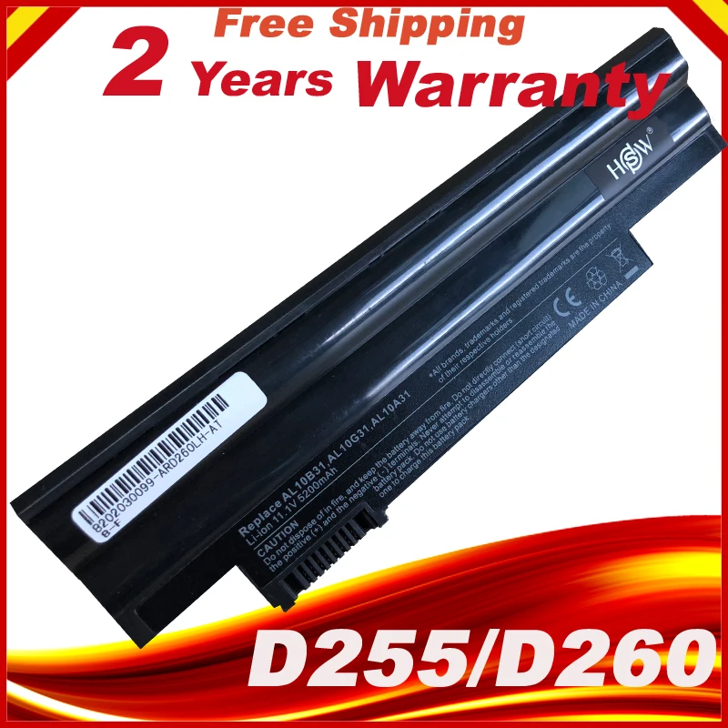 Batería AL10A31 AL10B31 para ACER Aspire One 522 AO522 AOD255 AOD255E AOD260 D255 D257 D260 522 722 P0VE6 PAV70 NAV70 D255E