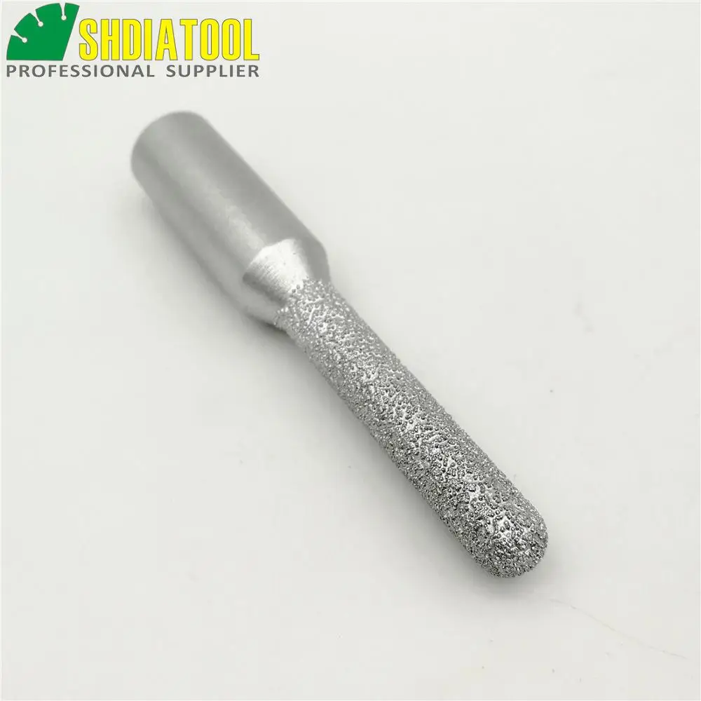 SHDIATOOL No.3 Diameter 8mm Vacuum Brazed Diamond Router Bits With 1/2" Shank For Granite Marble Router Cutter Stone Edge profie