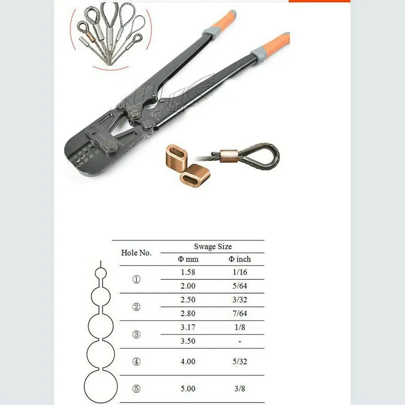 

1PC/LOT Presszange Ferrule Press Crimping Tool+Steel Wire Rope Cut For 1.5-5.0MM Wire Rope And All Types Ferrule