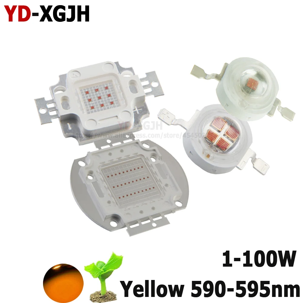 1W 3W 5W 10W 20W 30W 50W 100W  High Power LED Chip Yellow  590nm LED Light For Stage lighting for entertainment decoration