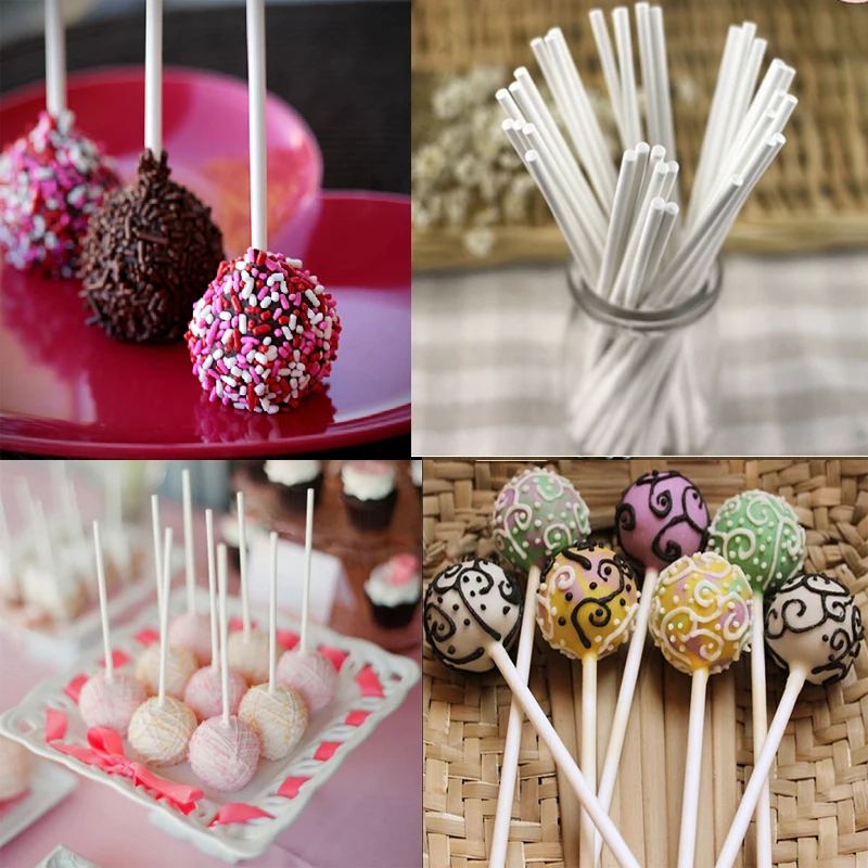 New 50pcs/lot 15cm Lolipop Sticks Eco-friendly White DIY Paper Chocolate Pop Sticks