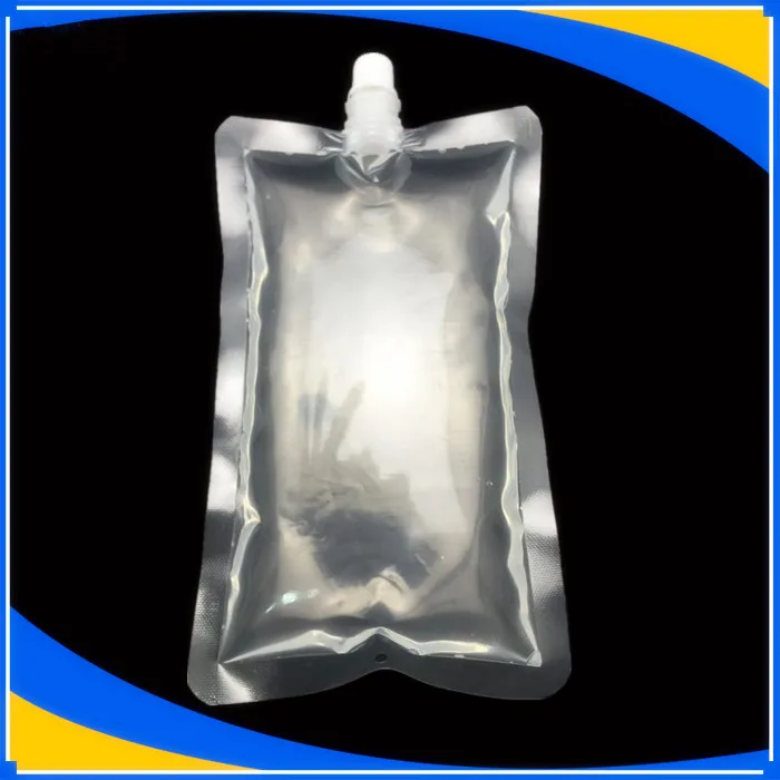 DHL 12*20cm 300ml 500Pcs/ Lot Drinking Juice Clear Plastic Empty Spout Top Storage Bag Jelly Liquid Milk PE Poly Spout Pouch