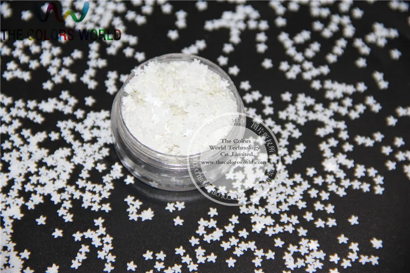 

Solvent resistant Starfish Shapes Glitter Size 3mm Solid White color paillette for Nail Art , DIY supplies1pack=50g