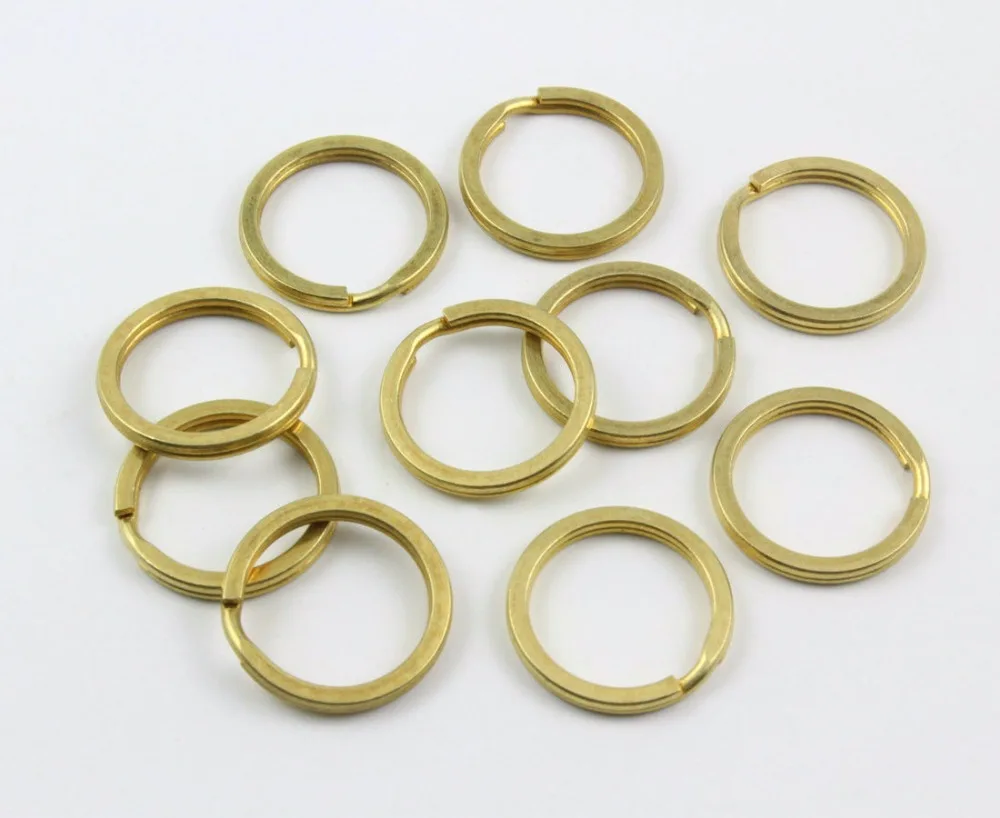 20 Pieces 20mm Solid Brass Split Key Ring - Flat