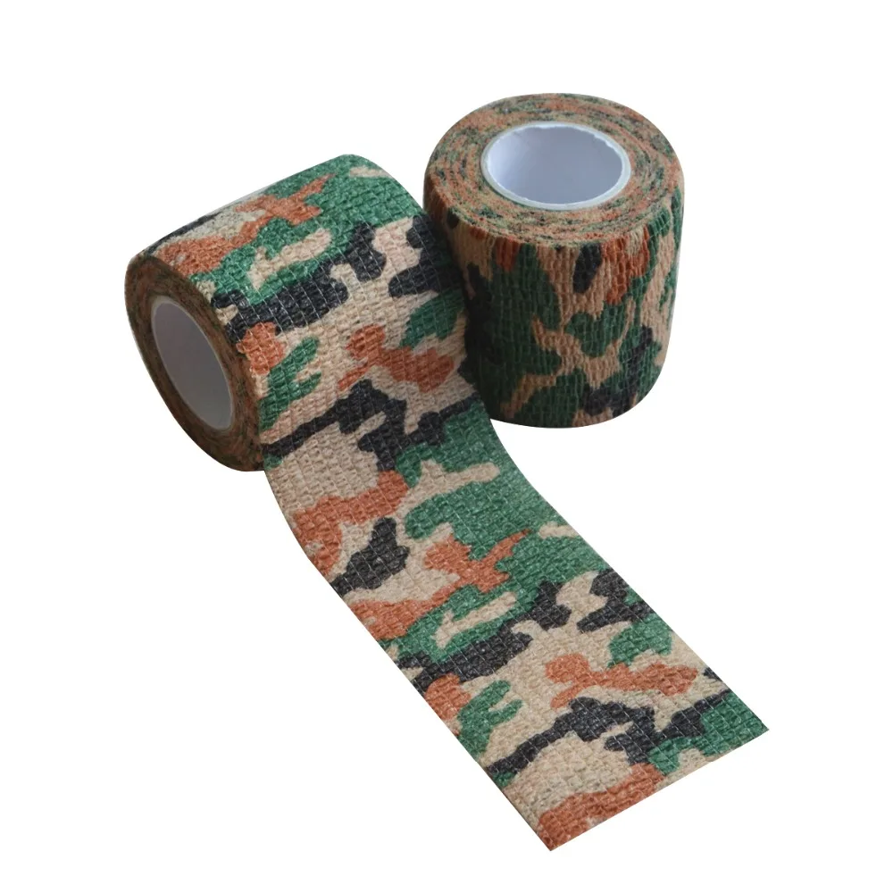 5 Rolls 5CM*4.5M Plateau Desert Camo Wrap Elastic Stretch Bandage Camping Hunting Camouflage Tape For Gun Cloths Hot Bike Straps