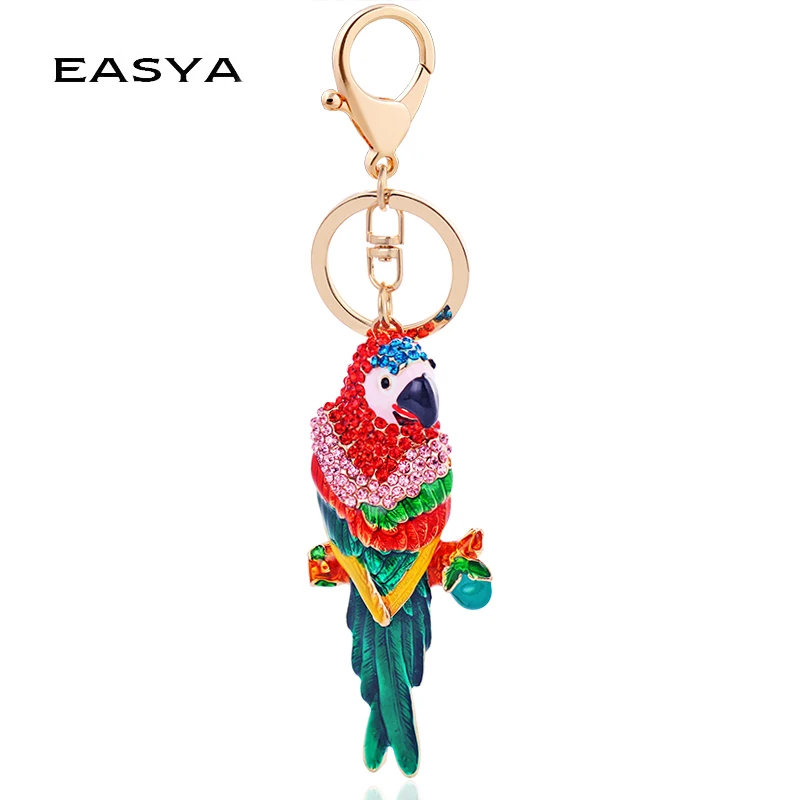 EASYA 2024 Spring Casual Multi Colour Parrot Car Key Chains Bag Hanging Accessories for Girls Women or Men Key Rings