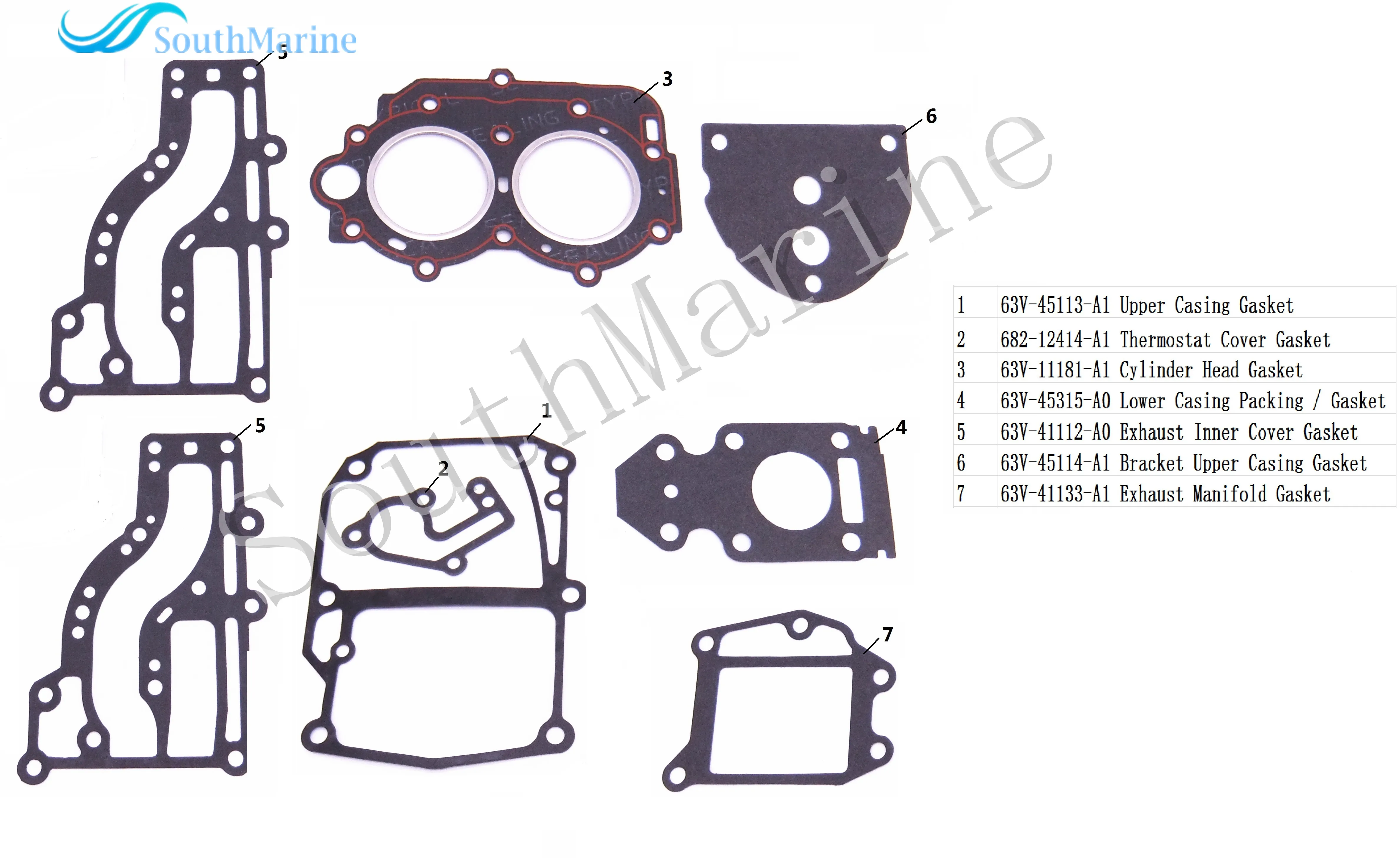 Kit completo guarnizioni guarnizione testata motore per barche per motore fuoribordo Yamaha 9.9hp 15hp 63V