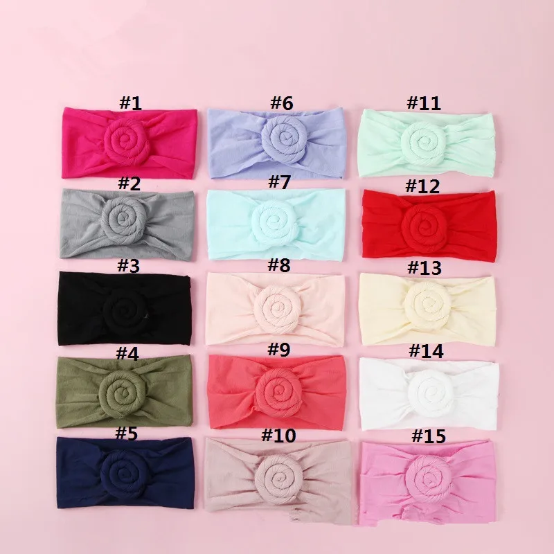 1pcs 27Colors Soft Children Nylon Headbands Stretchy wrinkle Head bands for Girls Cute headwear headwrap hair accessory