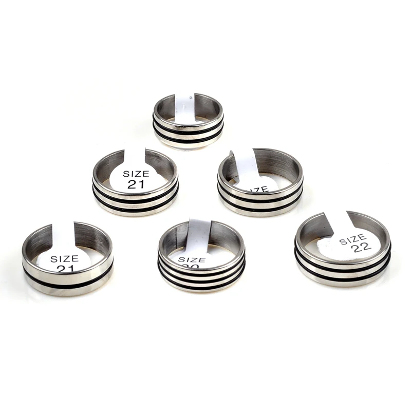 PINKSEE Hot 12Pcs Mixed Stainless Steel Black Rubber Rings Wholesale Bulk Men Women Wedding Ring Jewelry Gifts 17-22mm