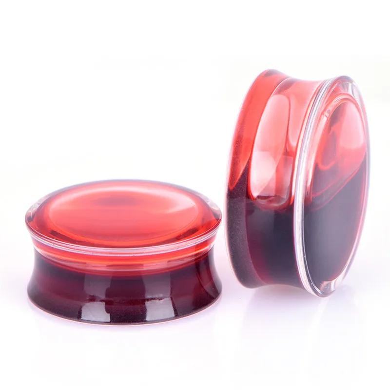 1 Pair Red Liquid Blood Ear Gauges Acrylic Ear Plug Earrings Gauges Body Piercing Jewelry Piercing Mixes 9 Size