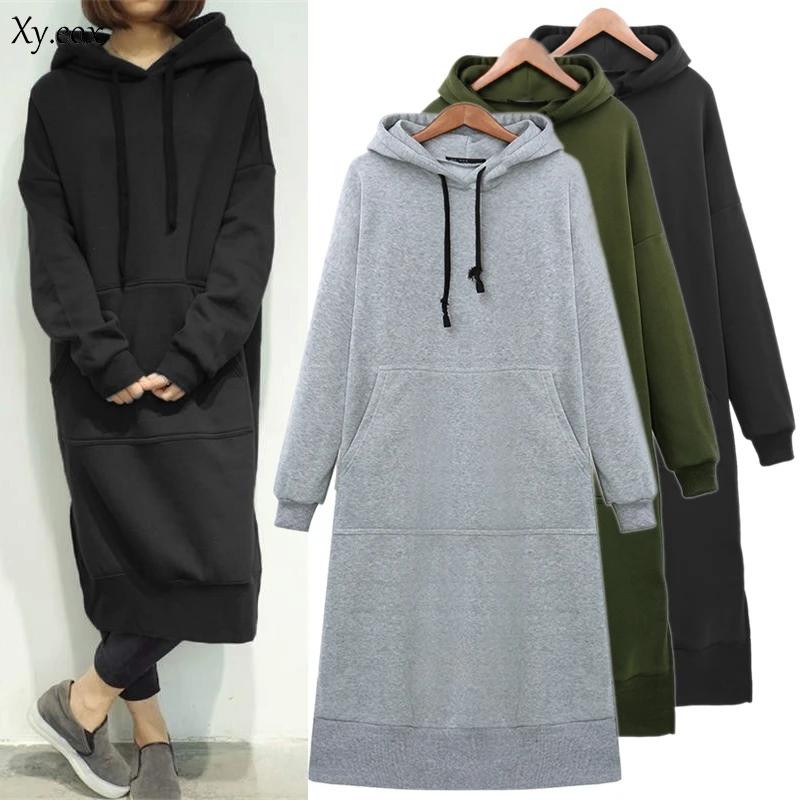 

Women Hooded Long Sweatshirt Ladies Long Sleeve Loose Casual Jumper Pullover New