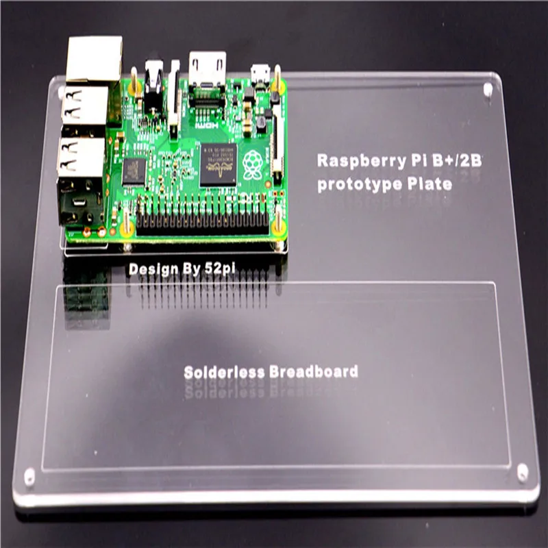 Breadboard Mounting Experiment Plate with Prototype for Raspberry Pi B+ & Raspberry Pi 2 Model B