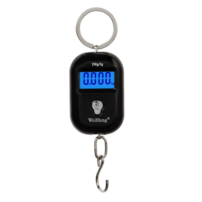 25kgx5g Pocket Digital Hanging Scale Portable Mini Electronic Luggage Hook Scale LCD Backlight Kitchen Steelyard Weight Balance