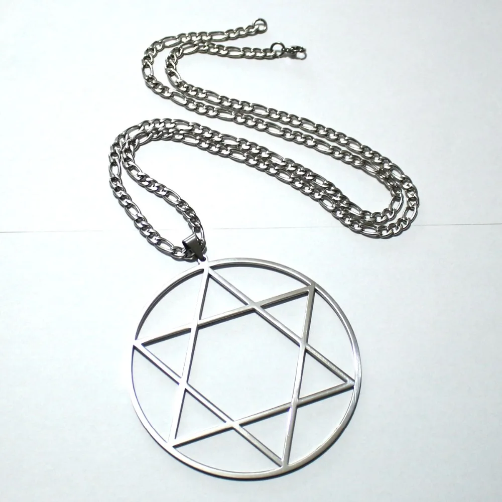 NK Figaro chain Large 4 inch Size Stainless Steel hexagram star of David Wicca paganism Pendant Necklace