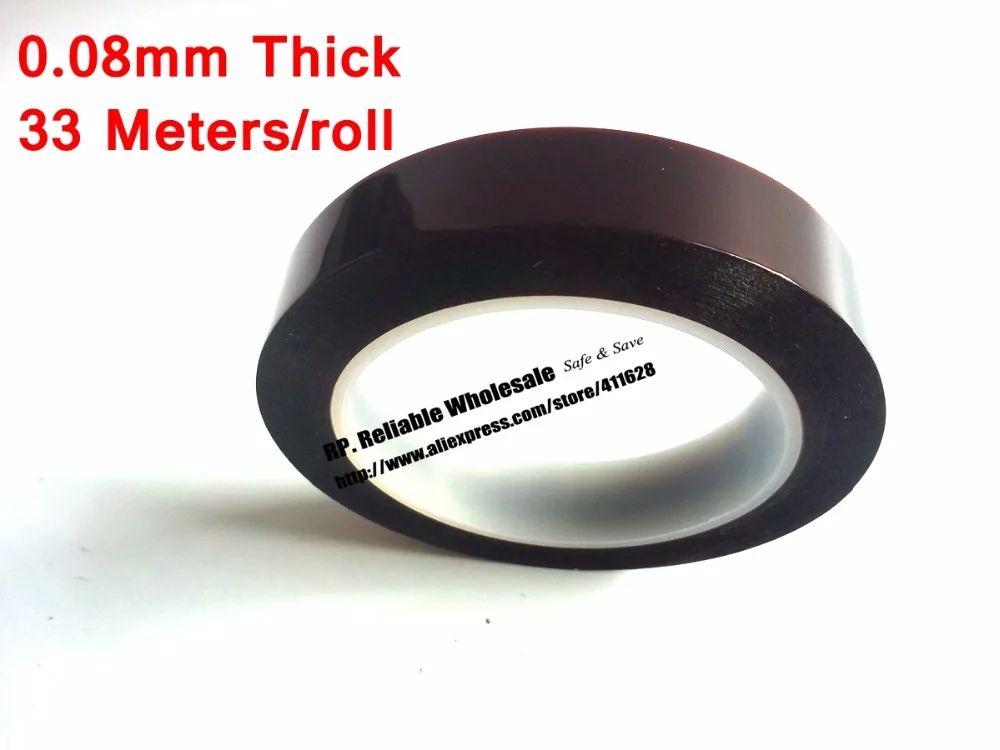 0.08mm thick 285mm*33M Length, Heat Withstand Poly imide tape fit for Transformers, Electronic Switches