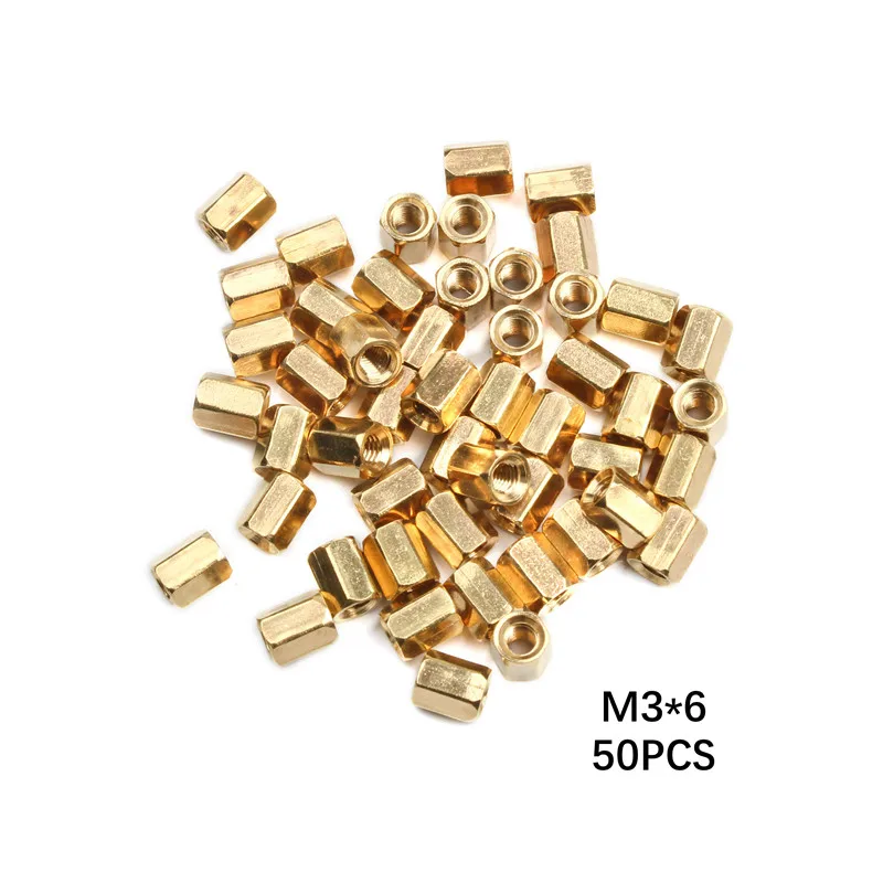 مسامير نحاسية سداسية أنثى M3 * L ، 50 قطعة ، تباعد ، عمود ملولب ، PCB ، اللوحة الأم للكمبيوتر الشخصي ، فاصل