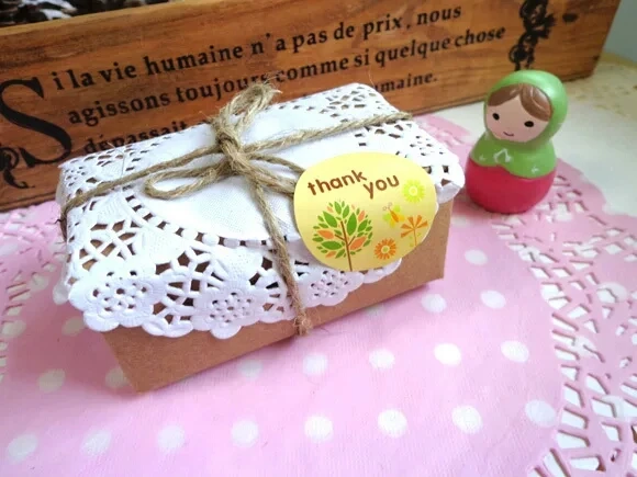 100PCS Thank you Flower Handmade Cake Packaging Label DIY Gift Label Sticker