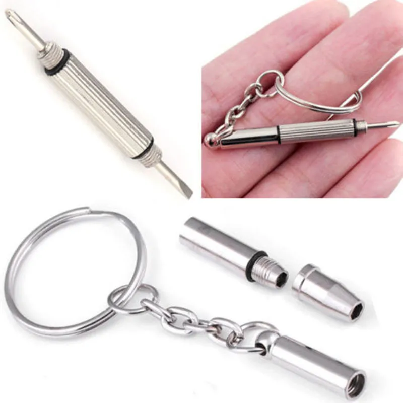 Mini Key Chain Ring with Screwdriver for Glasses, Phone,Watch, Multifunctional Small Screwdriver, Clock Screw Repair Tool