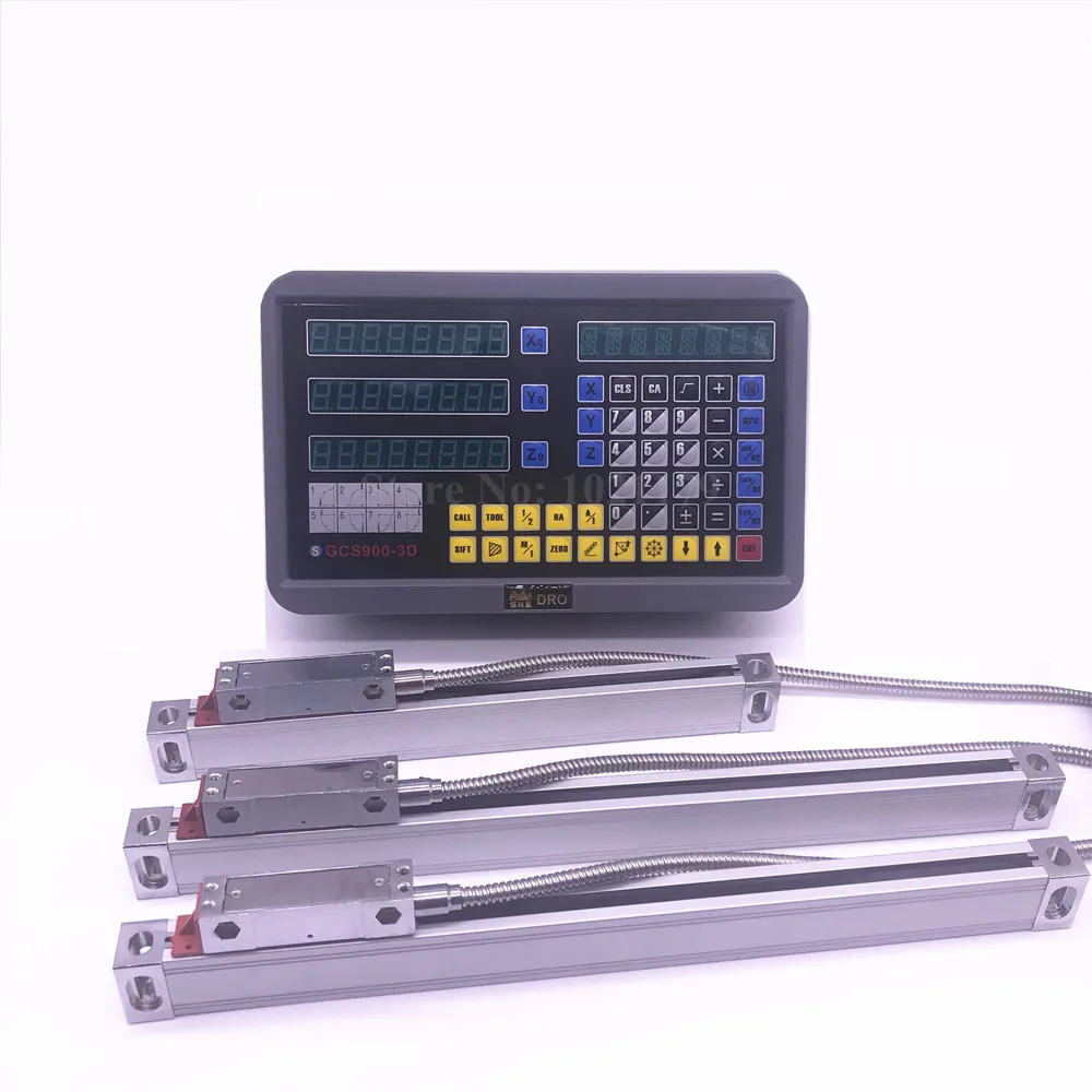 Lathe Milling machine Digital Readout DRO kit GCS900-3D Display With 3 Pieces 0-1000mm Digital Glass Scale Displacement Sensor