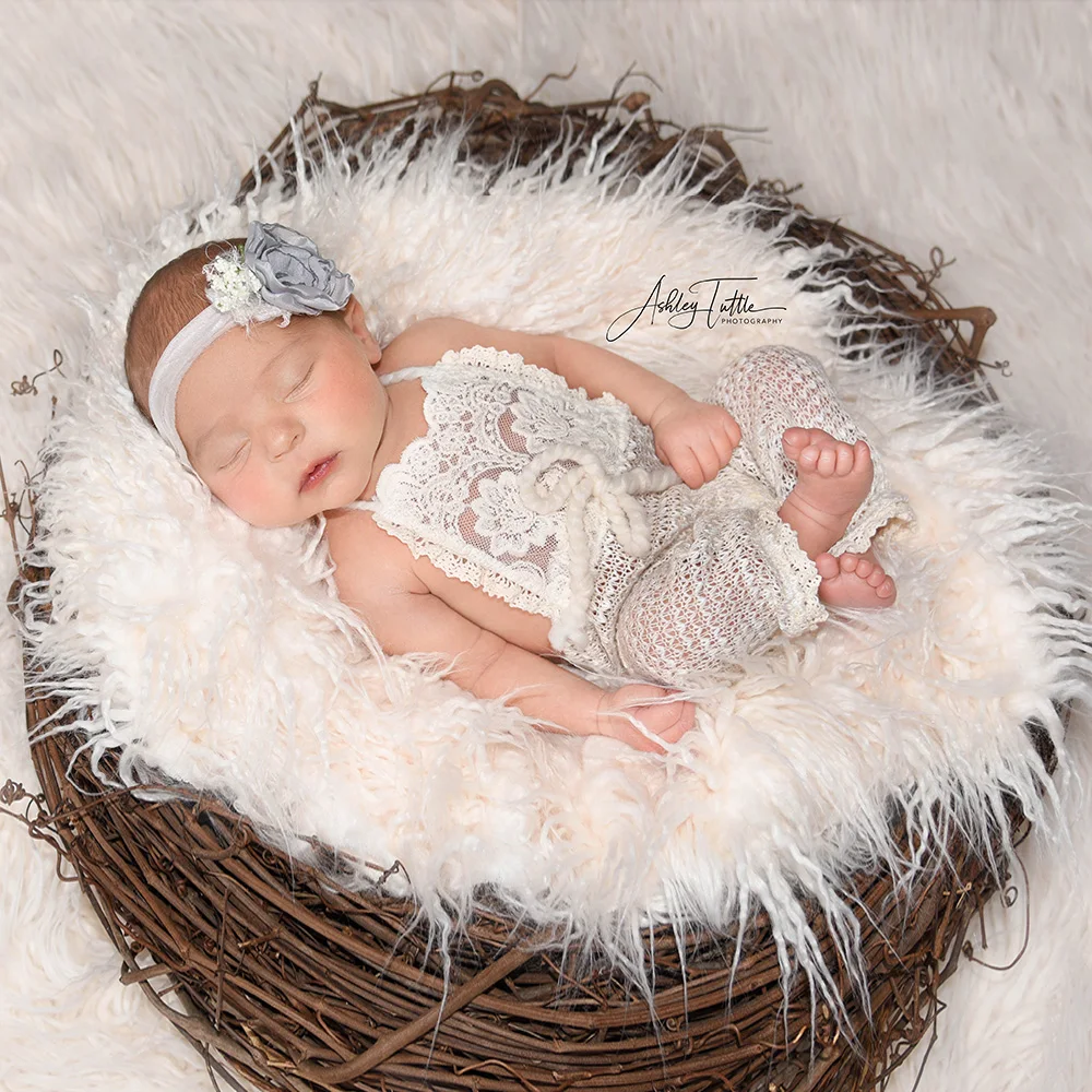 Don&Judy Newborn Photography Props Soft Baby Faux Fur Long Pile Blanket Background Kid Layer Cute Infant Photo Shoot Accessories