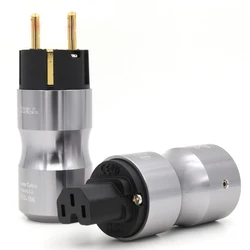 High Quality Gold Plated  EU Schuko  version Power  Cord Plug+IEC Female Connector  Extension adapter