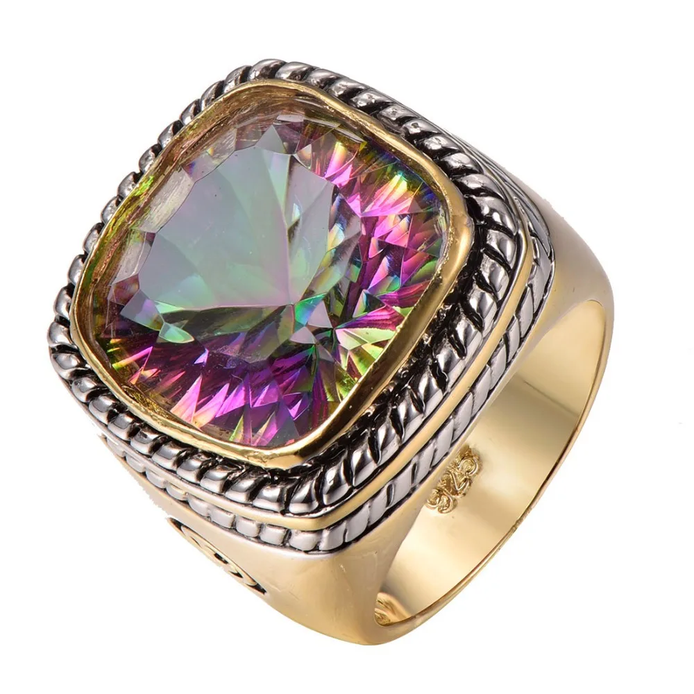 

Factory price Huge Rose Rainbow Crystal ZirconGold Filled Beautiful Ring Size 6 7 8 9 10 F1317