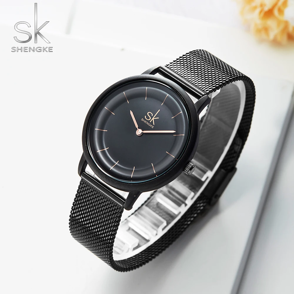 SK Leather Watches Women Simple Fashion Quartz Watches For Reloj Mujer Ladies Wrist Watch SHENGKE Relogio Feminino