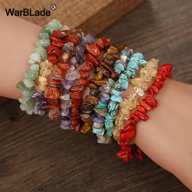 WarBLade 35 colori bracciale in pietra preziosa naturale per donna occhio di tigre cristallo quarzo Stretch Chip perline pepite bracciali