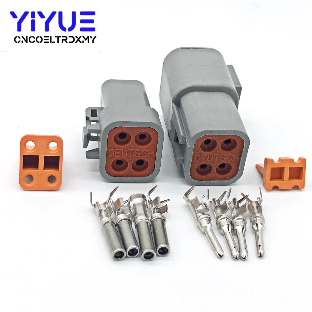 Deutsch DTP 2 4 Pin Gray Male Female Waterproof Electrical Auto Connectors Plug DTP06-4S DTP04-4P