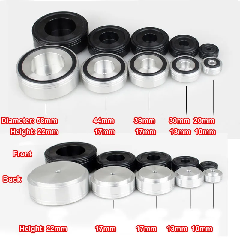 4pcs 20mm/30mm/39mm/44mm/58mm Aluminium Alloy Speaker Spike Pads Amplifier Isolation Stand Feet Base Pads