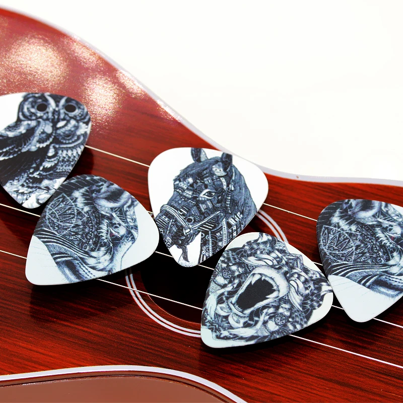 SOACH 10PCS 1.0mm high quality guitar picks two side pick Black and white animal picks earrings DIY Mix picks guitar image 4
