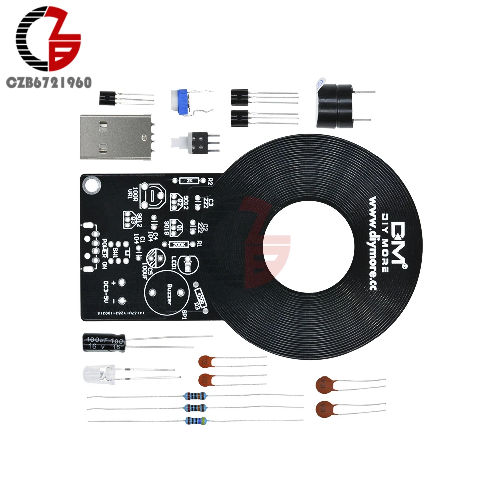 Metal Detector + 18650 USB Power Bank Box Case DIY kits DC 3V-5V Metal Tester Sensor Board with 18650 Battery Charger Module