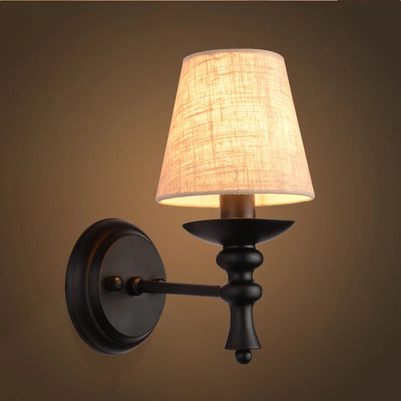 vintage lamp American rural retro decoration lamps and bedroom E14 Bulb corridor of the corridor simple cloth cover wall lamp