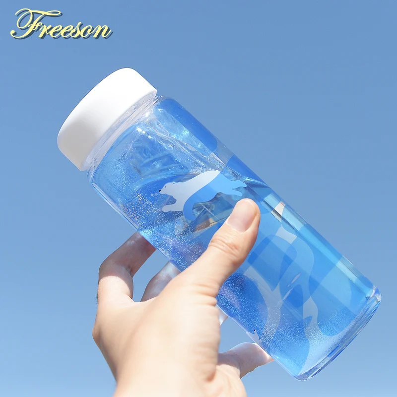 

Creative Killer Whale Glass Water Bottle with Sleeve 475ml Cute Polar Bear Bottles Camping Sport Bottle Tour Drinkware Dropship