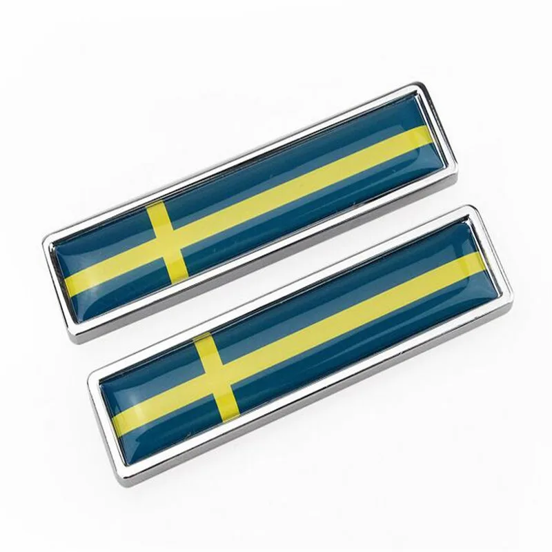 2pcs/lot Car Style Stainless Steel National Flags Sticker Emblem For BMW Russia Sweden Italy UK Brazil Spain Canada Flag