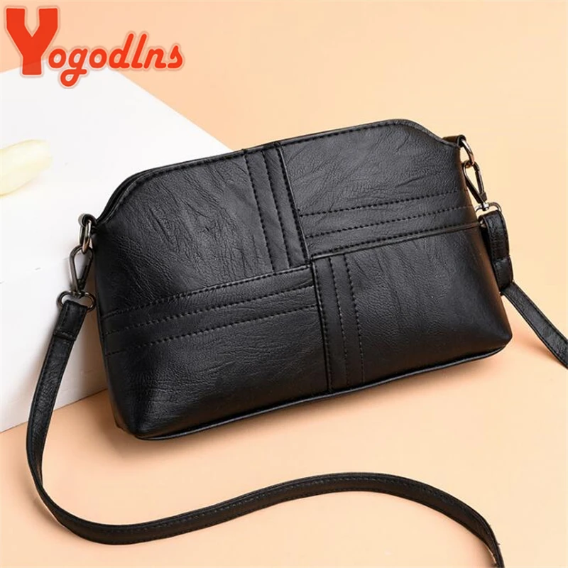 Yogodlns Casual PU Leather Women Crossbody Bag Shoulder Messenger Bags For Female Mother Small Phone Purse Bags High Quality