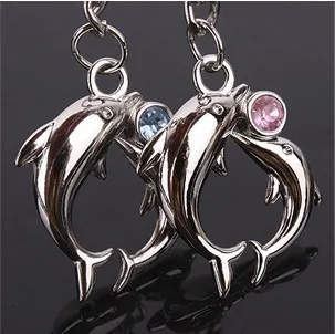 Alloy dolphin heart love shape keychain key ring couple lover key chain advertising wedding birthday gift keychain souvenir