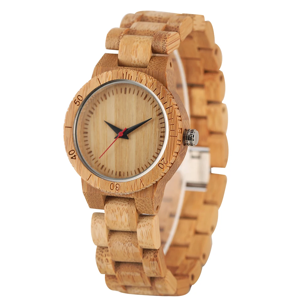 Concise Blank Surface Quartz All Bamboo Watch for Men Fashion Quartz Bamboo Watches Handmade Natural Bamboo Watch for Girls