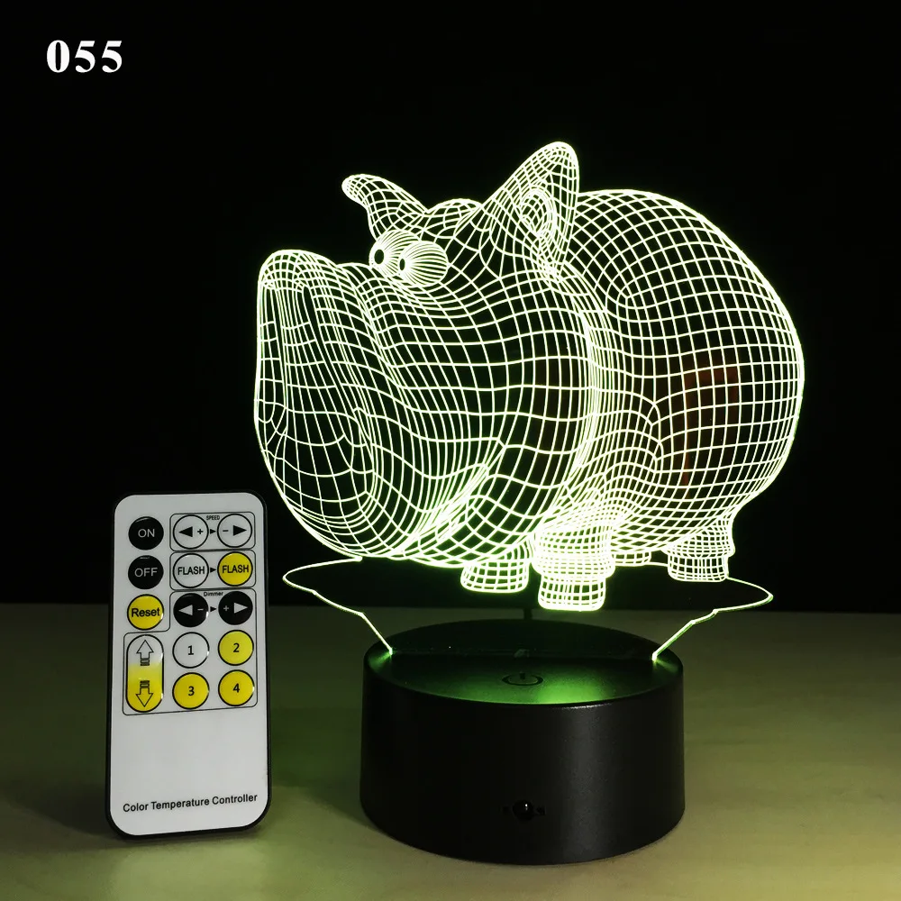 Cartoon cute pig 3d pattern night light Wireless speaker Acrylic Room ornament Action figure 3D visual Y95