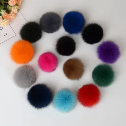 1 piece 8cm Natural Real Fox Fur Ball Pom Poms Fluffy Fur Pompom DIY Women Kids Winter Hat Skullies Beanies Knitted Cap R12A