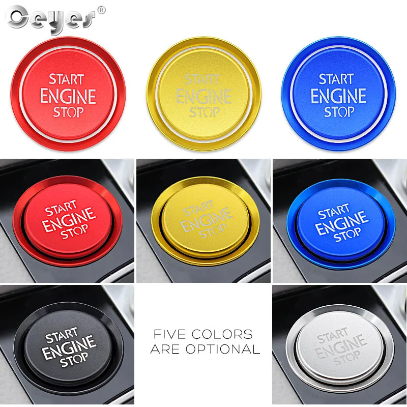 Ceyes Car Styling Interior Accessories Stickers Ignition Engine Start Stop Ring Case For Volkswagen CC For VW Auto Button Covers