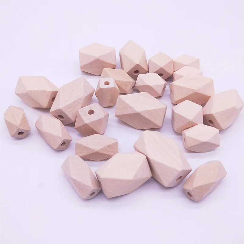 DIY Wooden Beads Long Octagon Geometric Irregular Square Polygon Wooden Loose Spacer Beads Natural Color Eco-friendly Wood Beads