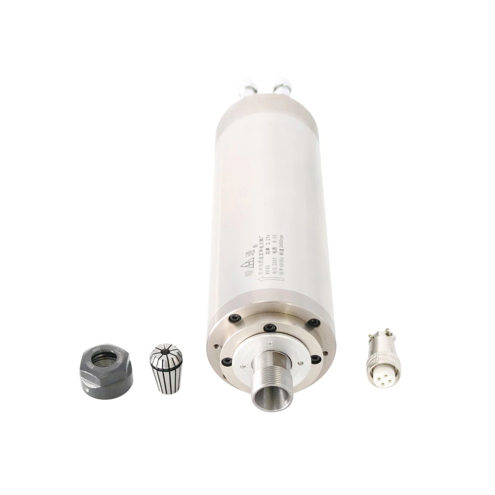 2.2kW 조각 기계 스핀들 모터 수냉식 80 직경 원형 기계 스핀들 220/380V 24000rpm 조각 기계 스핀들
